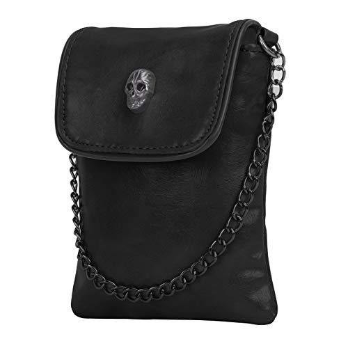Fakeface Studded Skull Gothic Mini Chain Crossbody Shoulder Bag Satchel Travel Leather Tote Handbag Purse - Image 3