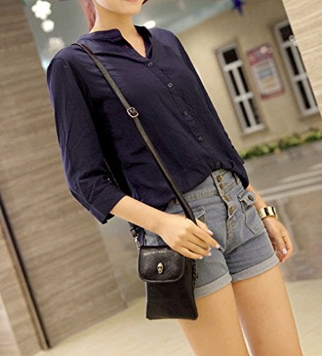 Fakeface Studded Skull Gothic Mini Chain Crossbody Shoulder Bag Satchel Travel Leather Tote Handbag Purse - Image 5