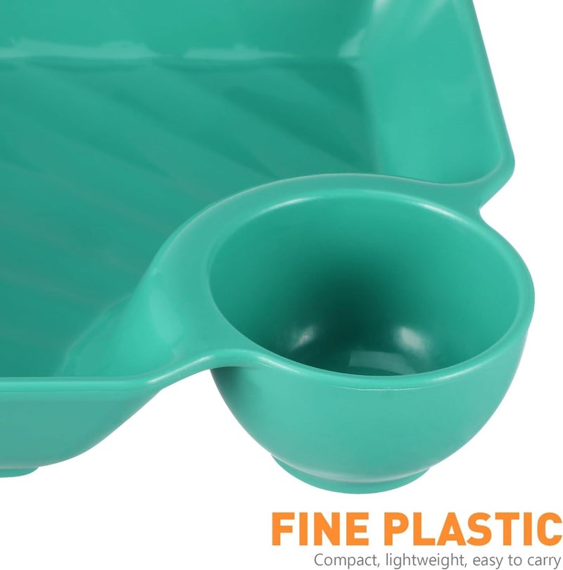 DIVOX 4pcs Dumpling Chip & Dip Serving Dishes - Plastic Salad Platter & Sushi Trays - Wasabi & Snack Dish - Dessert & Seasoning Plate (4-Different Colors) - Image 3