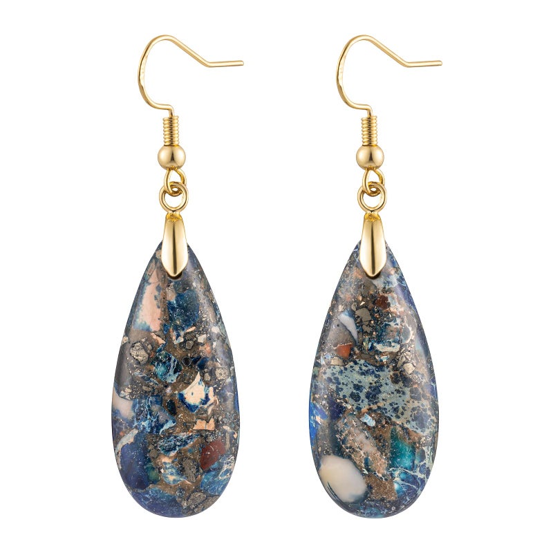 HAISWET Stone Drop Earrings for Women Teardrop Brown Blue Dangle Drop Earrings - Image 1