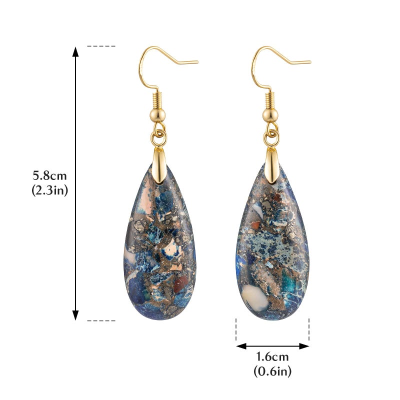 HAISWET Stone Drop Earrings for Women Teardrop Brown Blue Dangle Drop Earrings - Image 4
