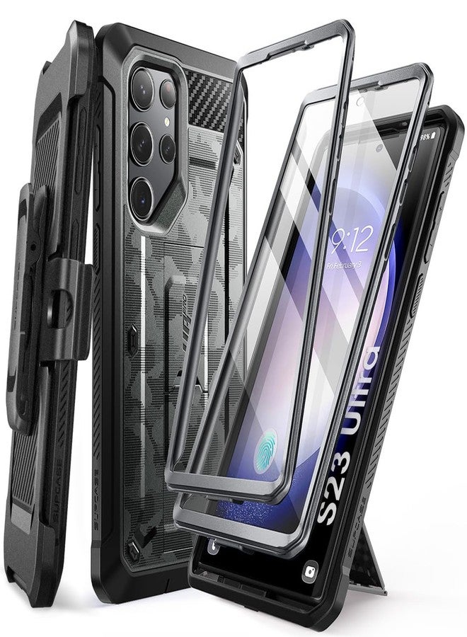 SUPCASE [Unicorn Beetle Pro] Case Designed For Samsung Galaxy S23 Ultra (2023), [Extra Front Frame] Full-Body Dual Layer Rugged Belt-Clip & Kickstand Case with Built-in Screen Protector - Camo Gray - Image 1