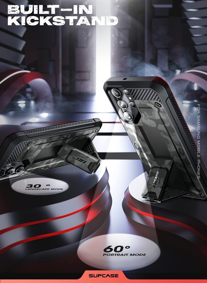 SUPCASE [Unicorn Beetle Pro] Case Designed For Samsung Galaxy S23 Ultra (2023), [Extra Front Frame] Full-Body Dual Layer Rugged Belt-Clip & Kickstand Case with Built-in Screen Protector - Camo Gray - Image 3