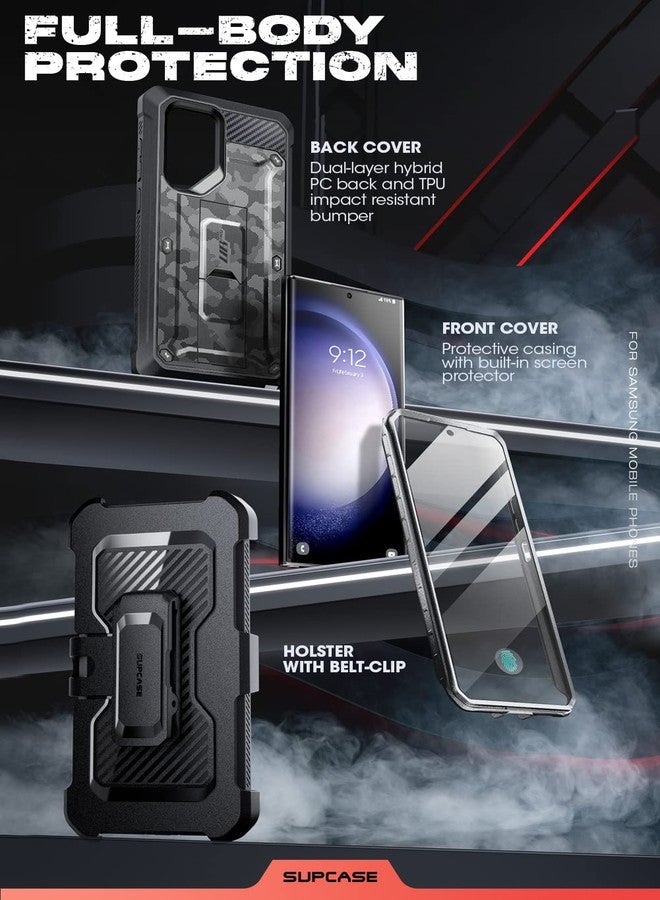 SUPCASE [Unicorn Beetle Pro] Case Designed For Samsung Galaxy S23 Ultra (2023), [Extra Front Frame] Full-Body Dual Layer Rugged Belt-Clip & Kickstand Case with Built-in Screen Protector - Camo Gray - Image 5