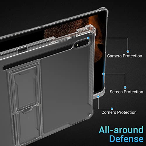 Dteck Clear Case for Galaxy Tab S10 Ultra/S9 Ultra/S8 Ultra 14.6 Inch with S Pen Holder, Thin Slim Lightweight Kickstand Shockproof Protective Transparent Soft TPU Back Cover for Samsung Tablet 14.9" - Image 2