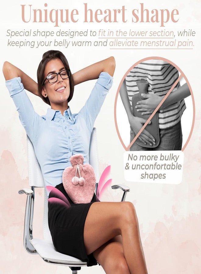 Nuvex Heart Shape Hot Water Bag with Fluffy Plush Cover 1 Litre Leak-Proof Hot Water Bottle for Period Cramps, Back & Shoulder Pain Relief, Warm Compress for Menstrual & Winter Comfort, Pink - Image 4
