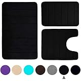 Buganda Memory Foam 3 Pieces Bathroom Rugs Set - Thick Soft Absorbent Non-Slip Bath Mats, Washable Small/Large/Contour - Image 1