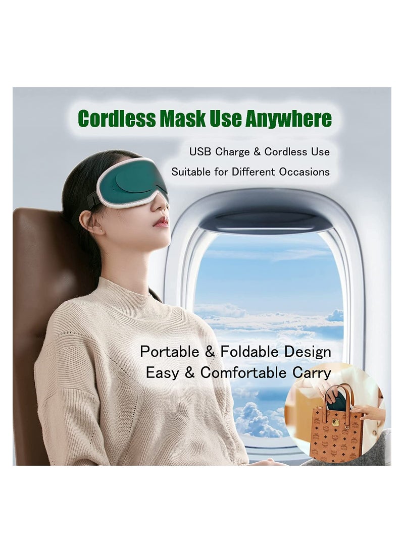 Wireless Heated Eye Mask with Temperature Control and Massage Function, Eye Massager to Relieve Eye Fatigue, Dry Eyes, Wheels, Dark Circles, Puffiness, Sleep Eye Mask with Cold Eye Mask (Green)  - Image 2