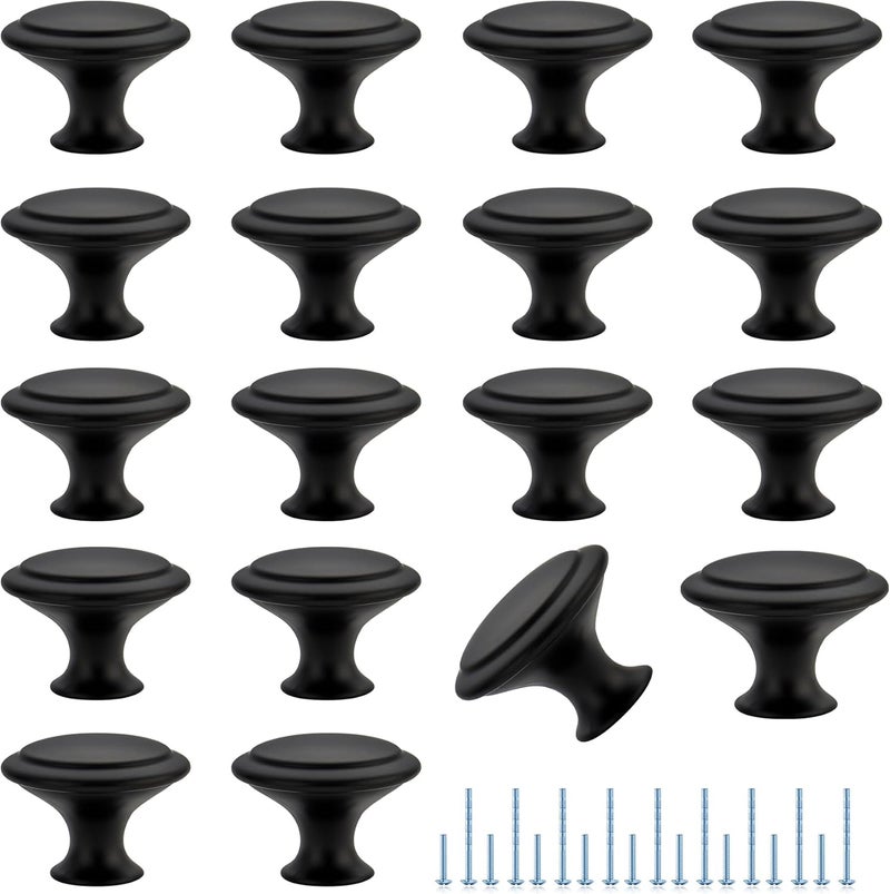 JOY DECOR 30 Pack Matte Black Cabinet Drawer Hardware 30mm Kitchen Cabinet Knobs Drawer Pulls with Installation Screws for Dressers Kitchens Cupboard - Image 1