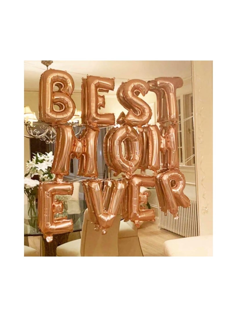 بارتي ويذ إيما بالونات من الذهب الوردي من الألف إلى الياء 32 بوصة بالونات الأبجدية الكبيرة من الذهب الوردي رقائق الهيليوم لتزيين الذكرى السنوية لحفل زفاف (ذهبي وردي-T) - Image 3