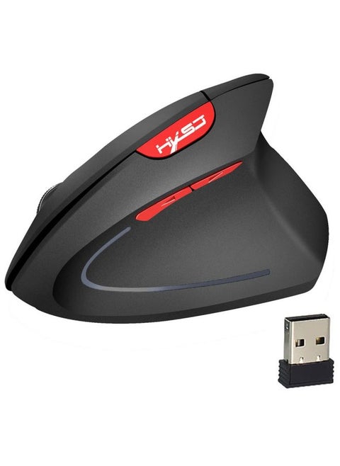 HXSJ T24 6 Buttons 2400 DPI 2.4G Wireless Vertical Ergonomic Mouse with USB Receiver(Black)