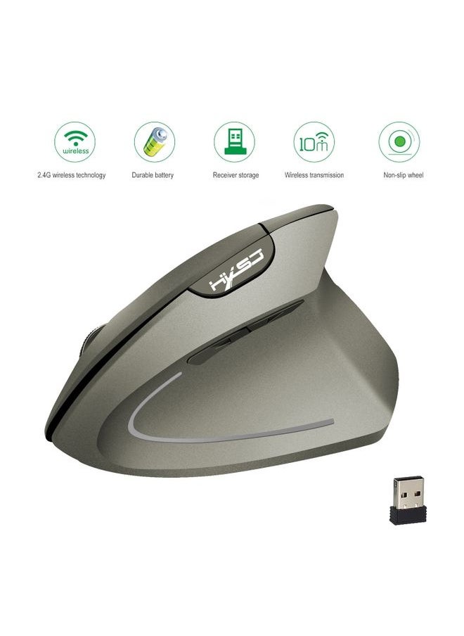 BURAQ - HXSJ T24 6 Buttons 2400 DPI 2.4G Wireless Vertical Ergonomic Mouse with USB Receiver(Black) - Image 1