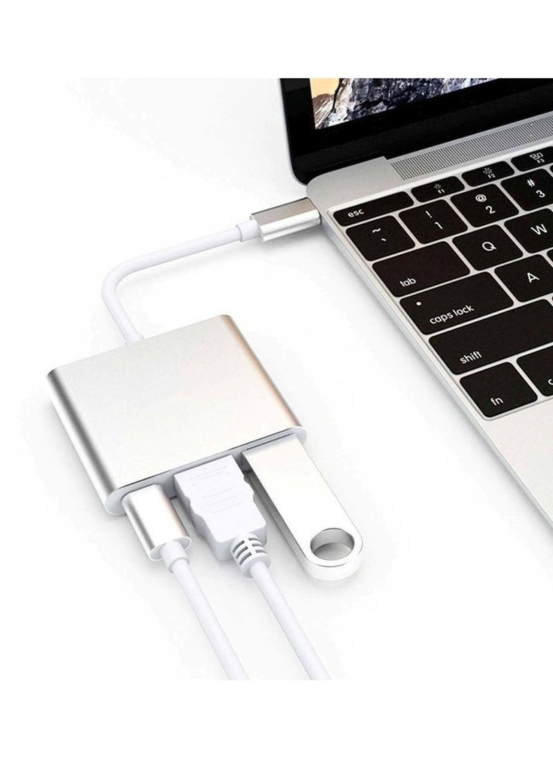 Generic - 3 in 1 Type C To HDTV HDMI Adapter, 4K HDMI USB 3.0 PD Fast Charging Adapter for iPhone 15 16 Series MacBook Matebook Huawei Xiaomi Samsung Type C Interface - Image 1