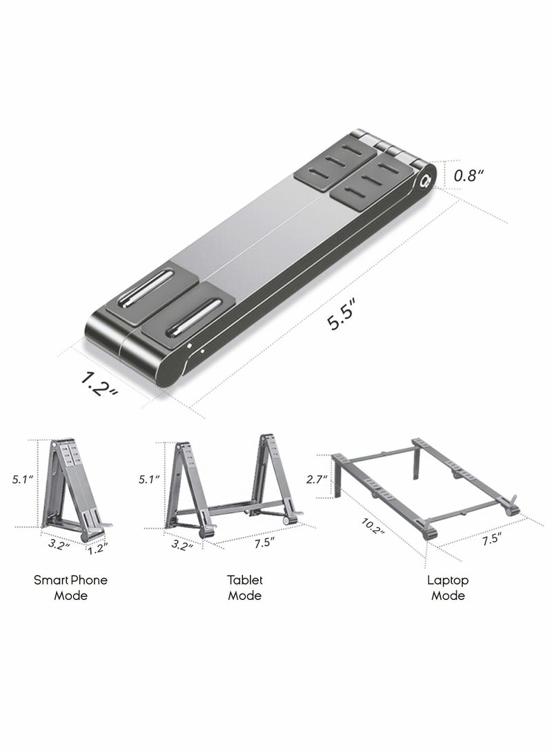 Y&D Laptop Stand, Portable 3-in-1 Multi-Function Foldable Device Holder, Pocket Size Adjustable fit Your Phone, Tablet, and Laptop(15.6'' Below), Multi Angles Aluminum Ergonomic  - Image 5