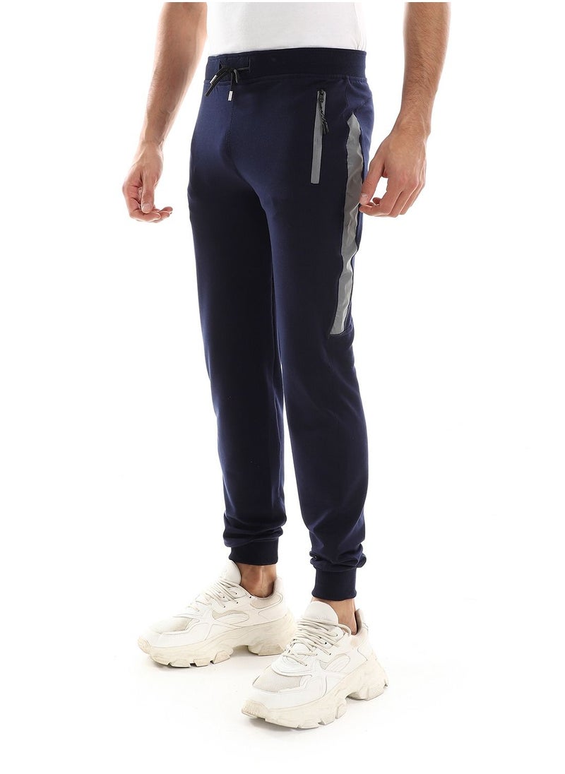 Caesar Detailed Casual Sweatpants With Zipper Pockets And Silver Tape  - Image 2