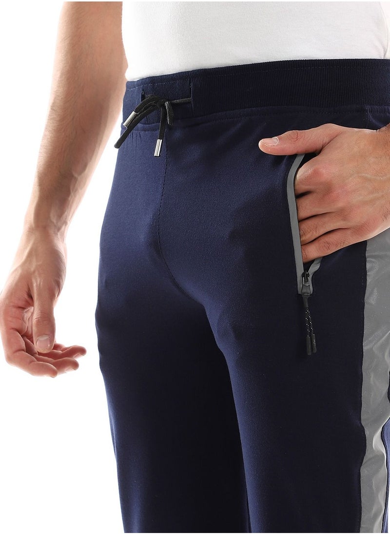 Caesar Detailed Casual Sweatpants With Zipper Pockets And Silver Tape  - Image 3