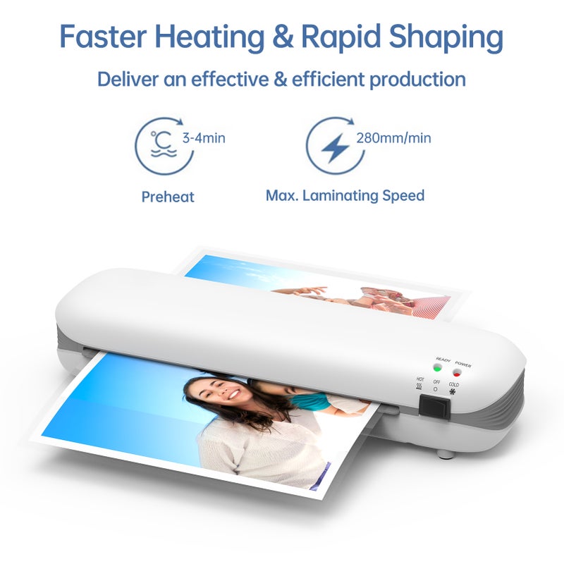 A4 Laminating Machine 9 inches Thermal Laminator Machine Desktop Hot and Cold Lamination 2 Roller System 230mm Entry Width Quick Warm-up  Suitable for A4/A5/A6 Laminating Pouches for Home Office - Image 5