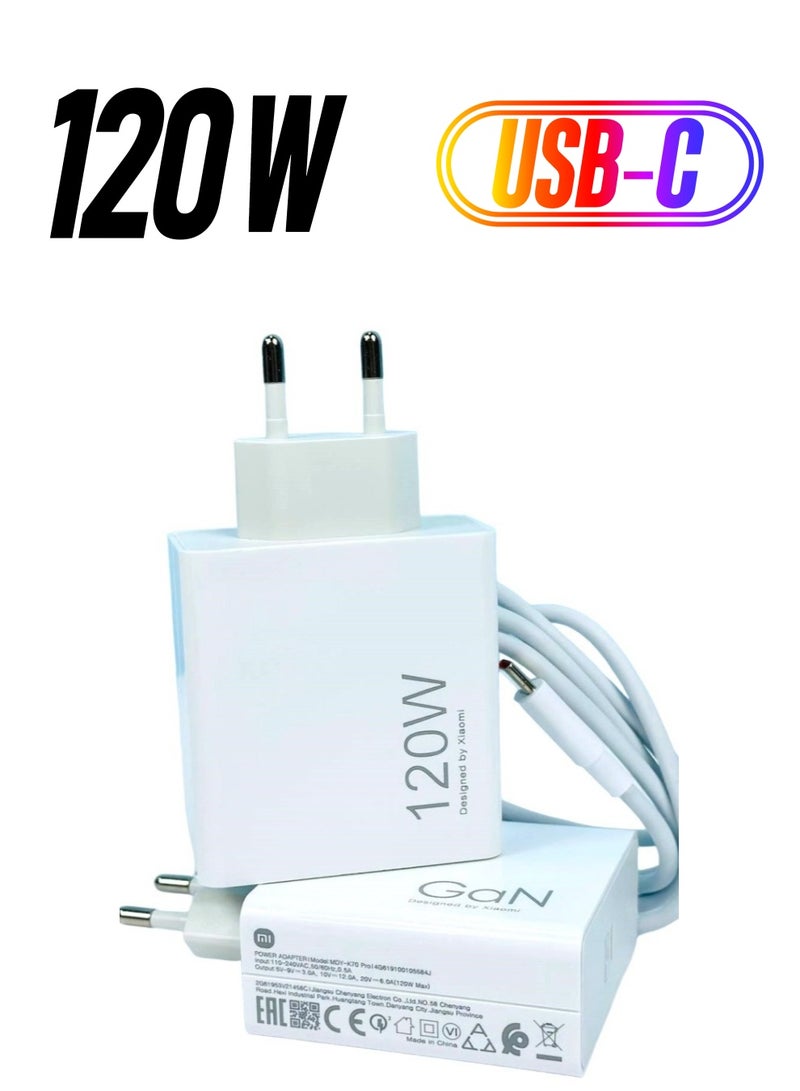 شاحن سريع جديد من شاومي 120 واط GaN USB-C مع كابل Type-C – حل شحن فائق السرعة - Image 1