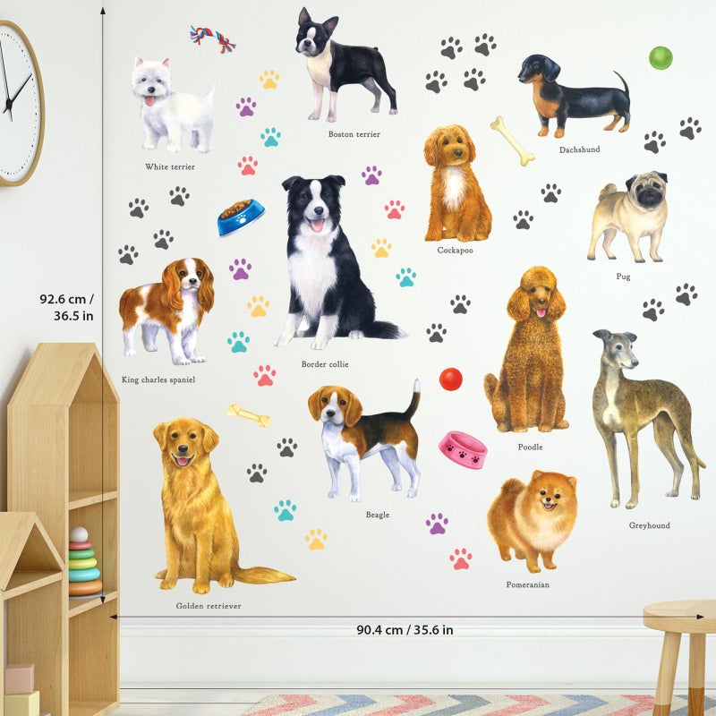DECOWALL DS8-8045 Dogs Wall Decals Stickers Kids Peel and Stick Removable paw dÃ©cor Print Room Bone Puppy Bedroom Decorations Wallpaper pet Nursery Baby Golden Retrieve Terrier - Image 5