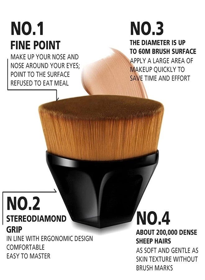 LELE Makeup Foundation Brush Flat Top Liquid Powder Makeup Brush Kabuki Face Blush Brush for Liquid & Cream, Flawless Blending Make Up Brush with Case - Image 5