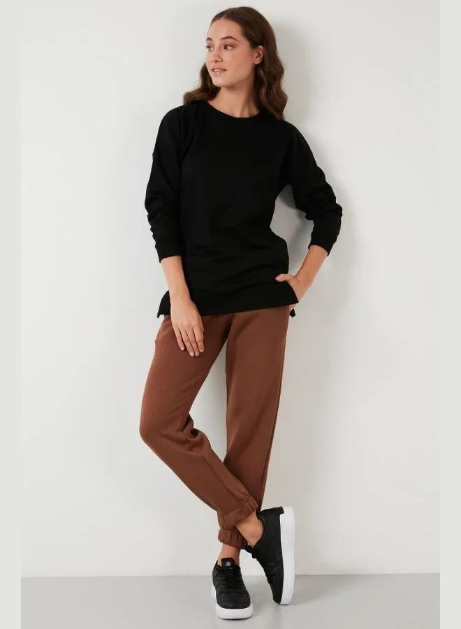 Lela Lela Cotton Regular Fit Crew Neck Basic Sweatshirt Women's SWEAT 5863569