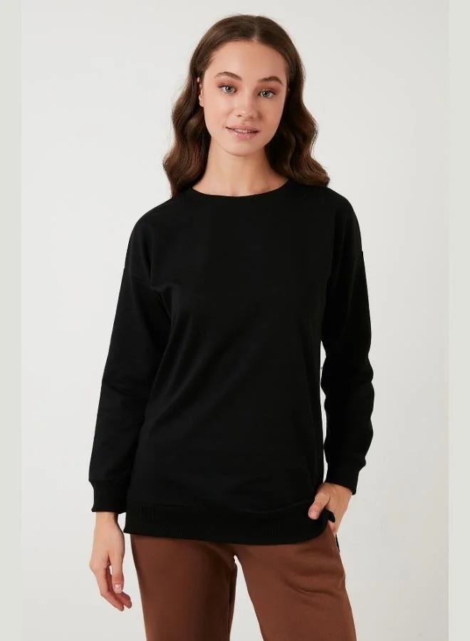 Lela Lela Cotton Regular Fit Crew Neck Basic Sweatshirt Women's SWEAT 5863569