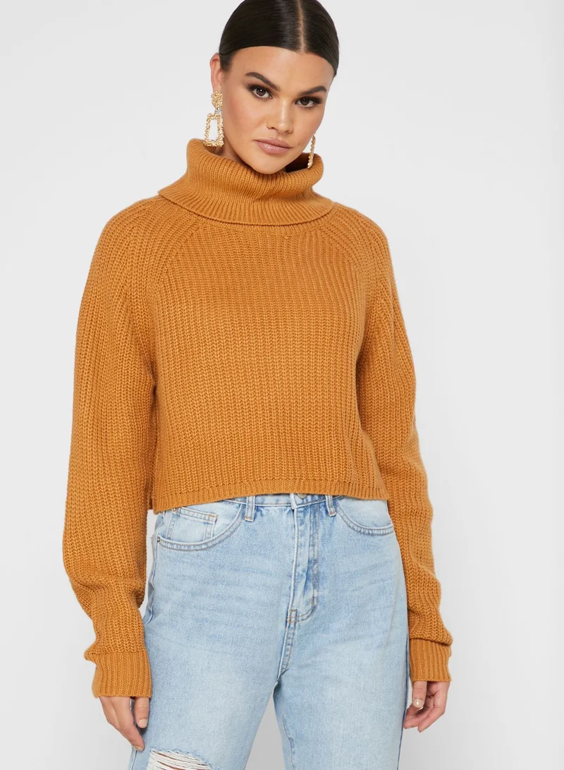 Missguided Roll Neck Crop Sweater