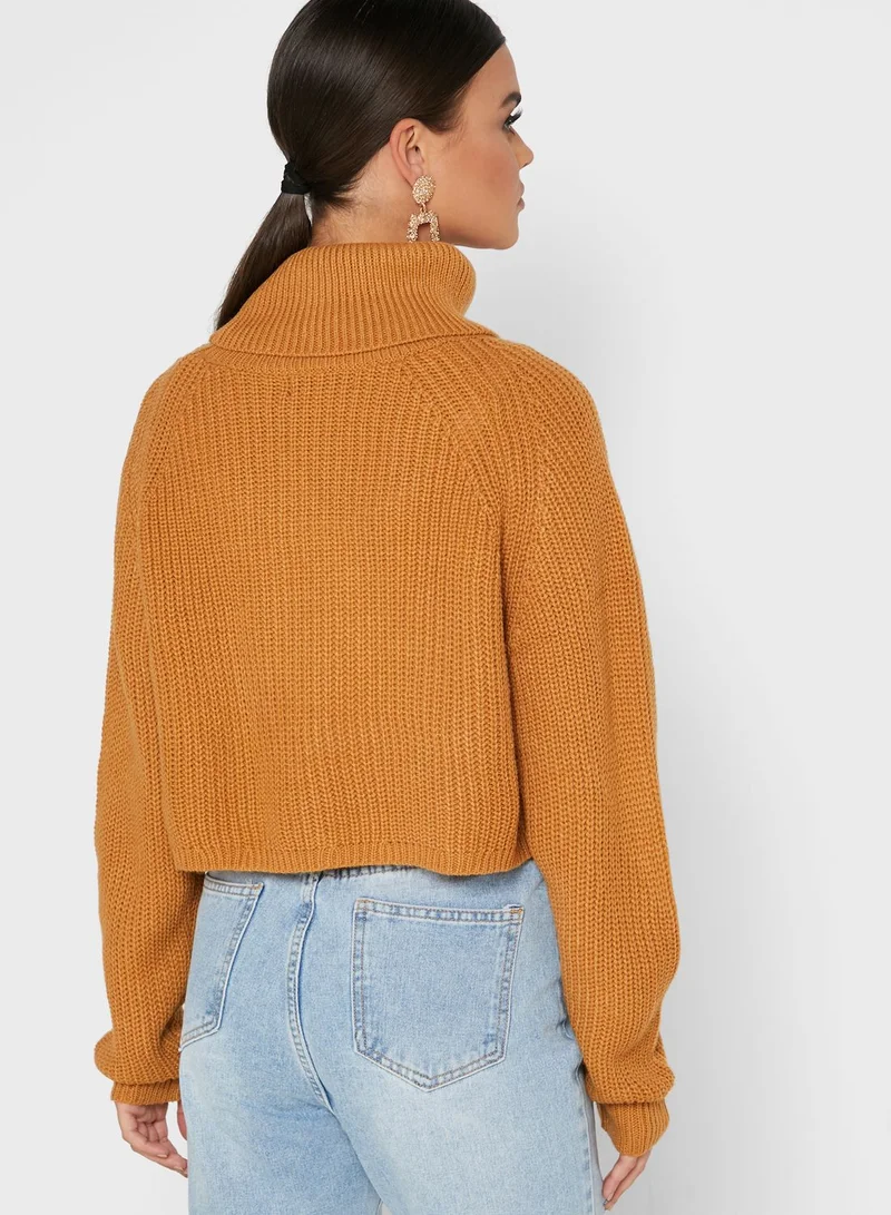 Missguided Roll Neck Crop Sweater