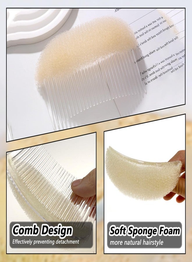 UPSTORE 2PCS 4inch Hair Decoration Comb Sponge Foam Volume Bump it up Insert Base Styling Accessories Back Beehive Styler Increasing Tool (Beige) - Image 4