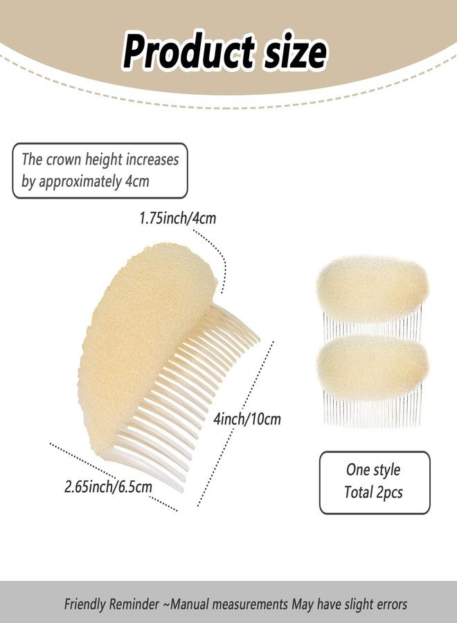 UPSTORE 2PCS 4inch Hair Decoration Comb Sponge Foam Volume Bump it up Insert Base Styling Accessories Back Beehive Styler Increasing Tool (Beige) - Image 2