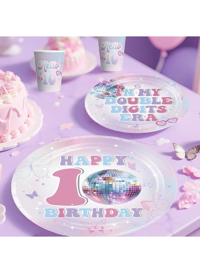 Xynic 10th Birthday Decorations for Girl, No-DIY In My Double Digits Era Banner, Double Digits Birthday Girl Paper Plates and Napkins, 2 Pcs 10th Birthday Girl Tablecloth 10 Year Old Birthday Decorations - Image 5