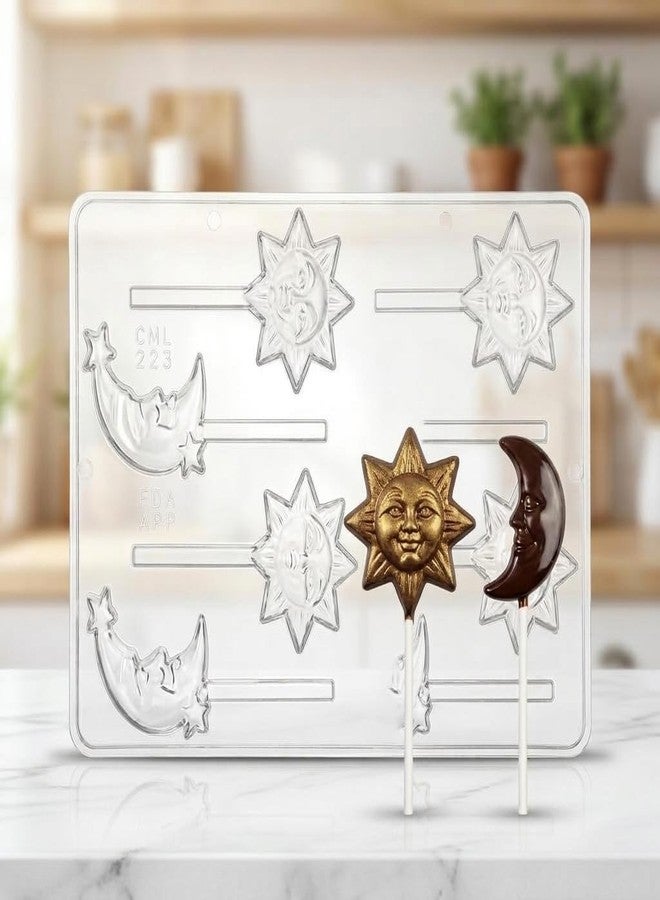 Lollipops Sun & Moon Lollipop Chocolate Candy Mold 223, 4 Cavities, Sun 3" Diameter, Moon 2.5" x 3.5" - Image 5