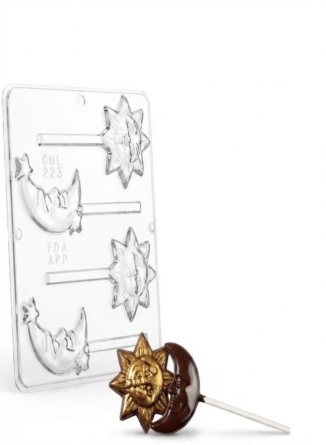 Lollipops Sun & Moon Lollipop Chocolate Candy Mold 223, 4 Cavities, Sun 3" Diameter, Moon 2.5" x 3.5" - Image 4
