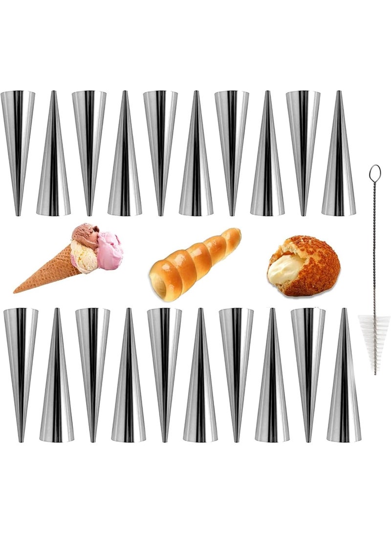 سوفام 20 قطعة من قوالب الكانولي المخروطية غير العصية قوالب الكانولي 4.7 بوصة الكانولي الكبير تشكل قوالب معجنات مع فرشاة تنظيف لخبز الكرواسون الخبز، لفات بريوش - Image 1