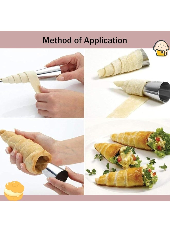 سوفام 20 قطعة من قوالب الكانولي المخروطية غير العصية قوالب الكانولي 4.7 بوصة الكانولي الكبير تشكل قوالب معجنات مع فرشاة تنظيف لخبز الكرواسون الخبز، لفات بريوش - Image 3