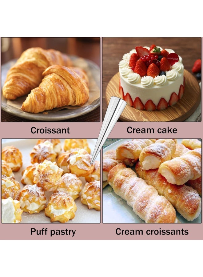 سوفام 20 قطعة من قوالب الكانولي المخروطية غير العصية قوالب الكانولي 4.7 بوصة الكانولي الكبير تشكل قوالب معجنات مع فرشاة تنظيف لخبز الكرواسون الخبز، لفات بريوش - Image 5