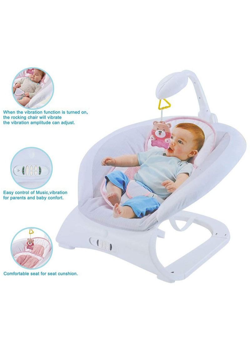 إيه جي دي كرسي هزاز محمول ومتعدد الوظائف مع مقعد قابل للإمالة ، موسيقى هادئة وإضاءة لاستمتاع طفلك الأبيض - Image 5