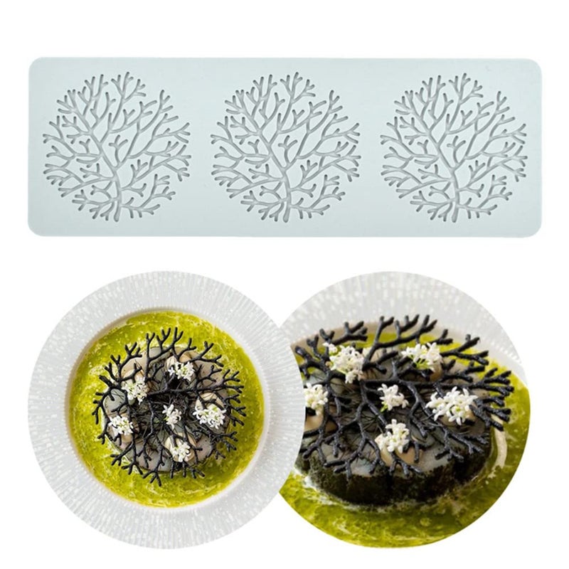 TUKE Silicone Lace Mold  Wedding Cake Lace Mat  Coral Cake Decorating Mold Flower Fondant Impression Mats for Edible Lace Fondant Mold  Sugar-Lace Cupcake Mat Tools (B_10.6x5.4x0.12inch) - Image 1