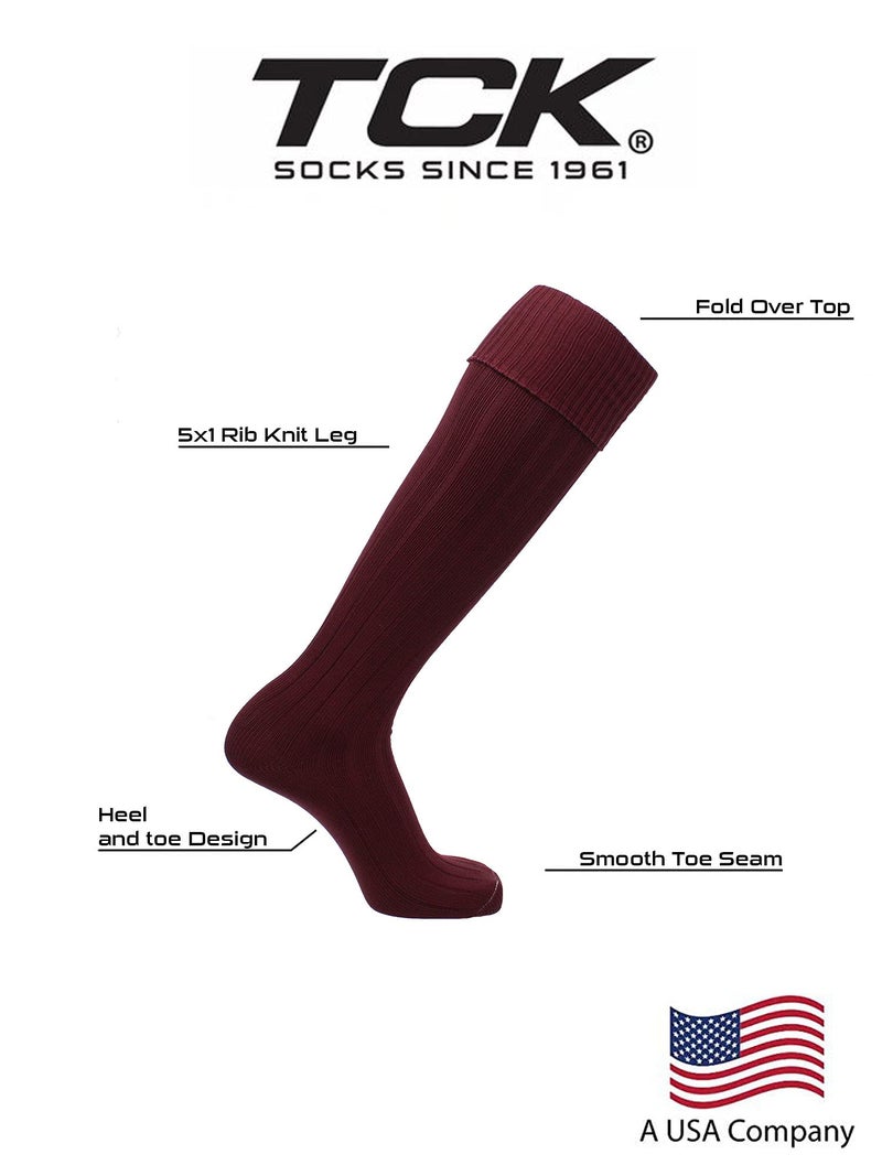 TCK European Style Soccer Socks (Maroon, Large) - Image 3