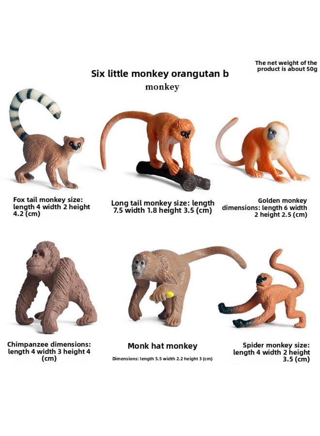 Children's Early Education Simulation Marine Animal Model Dinosaur Toy Birds Insect Sand Table Fleshy Scene Fish Tank Ornaments-Color:M4132 Little Monkey Orangutan 6 B - Image 1