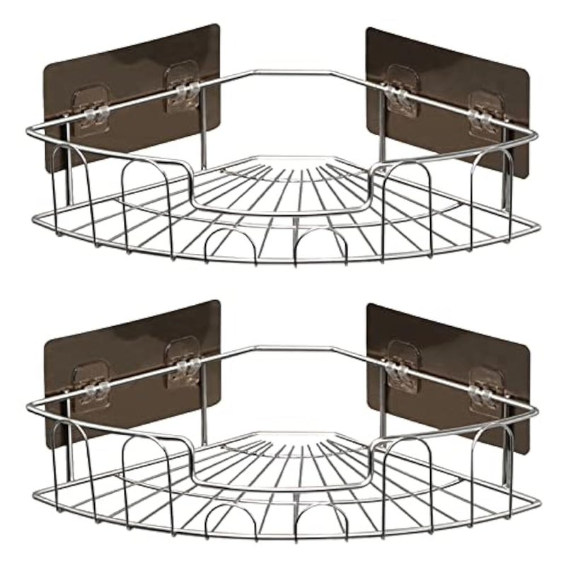 DonSail Bathroom Shower Caddy Corner - Stainless Steel Silver Shower Shelves Organizer with Soap Dishes No Drilling 2Pack - Image 1