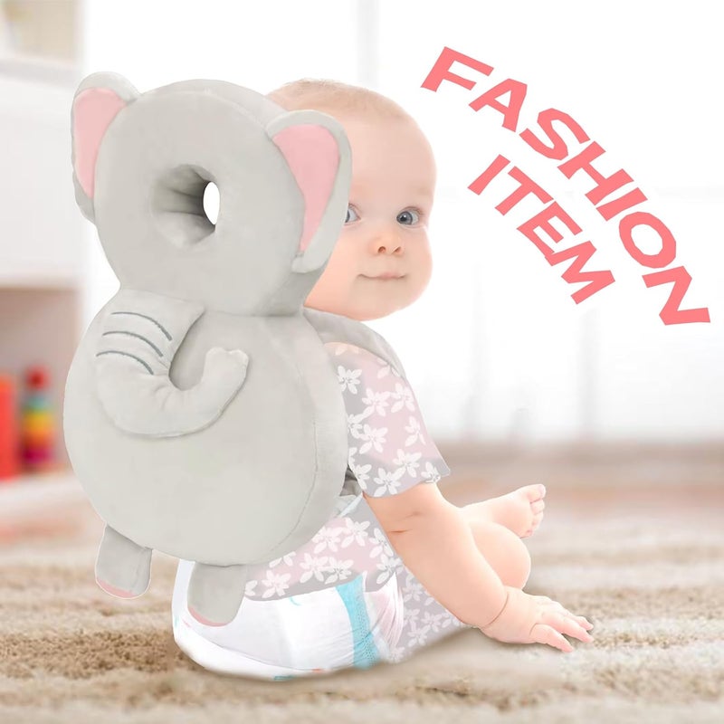 Pucmaoci Baby Toddler Head Protector, Baby Head Protection Backpack, Adjustable, Lightweight and Breathable, Grey Elephant - Image 2