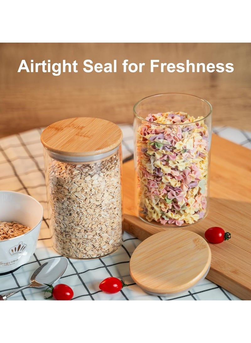 YQbest Glass Storage Containers with Bamboo Lids (32oz) Set of 6 - Borosilicate Glass Kitchen Jars, Clear Food Canisters for Candy, Coffee Beans, Snacks, BPA Free, Jars for Kitchen Storage - Image 3