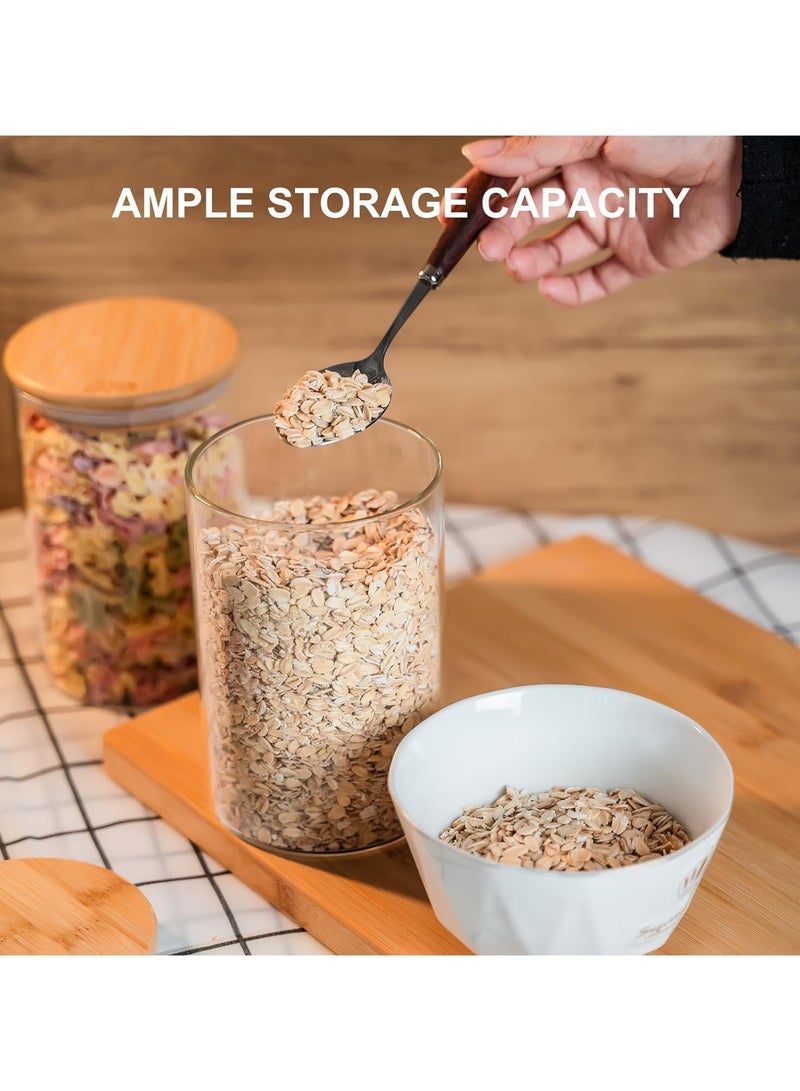 YQbest Glass Storage Containers with Bamboo Lids (32oz) Set of 6 - Borosilicate Glass Kitchen Jars, Clear Food Canisters for Candy, Coffee Beans, Snacks, BPA Free, Jars for Kitchen Storage - Image 2