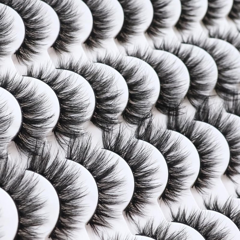 Azenlo False Eyelashes 48 Pairs Faux Mink Lashes 10-18mm Wispy Lashes 3D Fluffy Cat Eye Lashes Pack Bulk Wholesale Strip Long Lashes(style 48-036) - Image 4