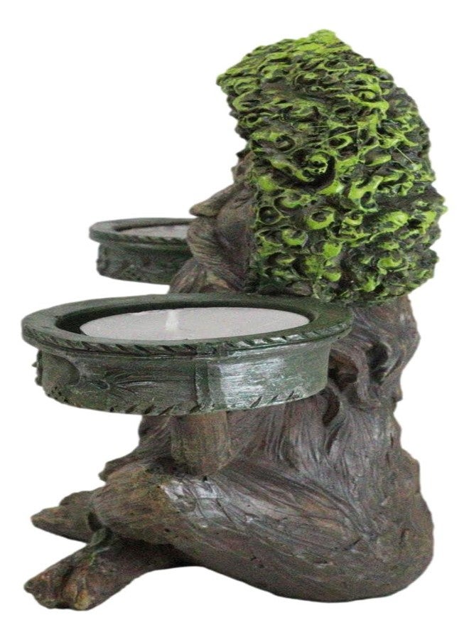 Ebros Gift Mystic Forest Celtic Greenman Tree Man God Ent Meditating Waterfall Smoke Backflow Incense Cone Burner and Double Votive Candleholders Figurine Horned God Tree of Life - Image 2