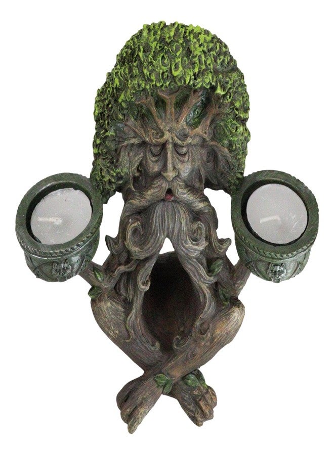 Ebros Gift Mystic Forest Celtic Greenman Tree Man God Ent Meditating Waterfall Smoke Backflow Incense Cone Burner and Double Votive Candleholders Figurine Horned God Tree of Life - Image 5
