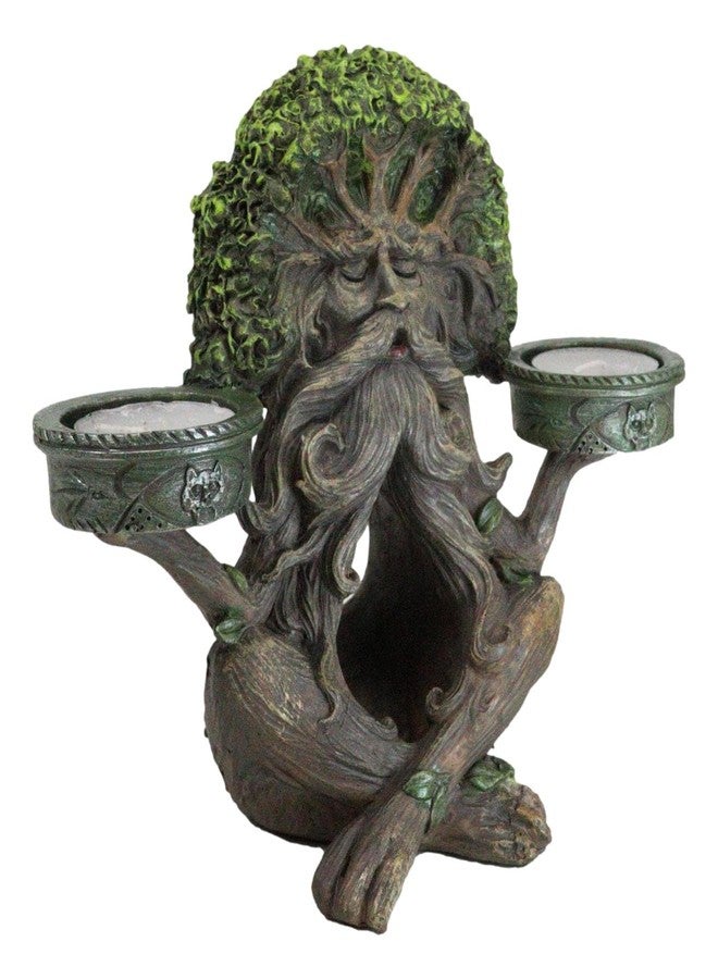 Ebros Gift Mystic Forest Celtic Greenman Tree Man God Ent Meditating Waterfall Smoke Backflow Incense Cone Burner and Double Votive Candleholders Figurine Horned God Tree of Life - Image 4