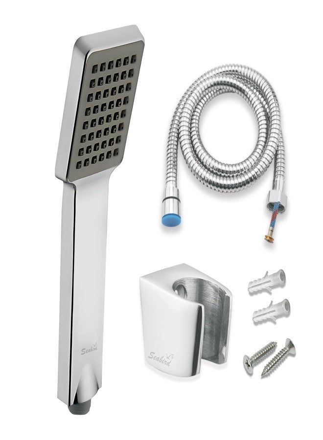 SEABIRD® Square Hand Shower with 1.5 Meter Stainless Steel Tube & ABS Hook | Chrome Finish Bathroom Shower Head | Durable & Easy Install - Image 1