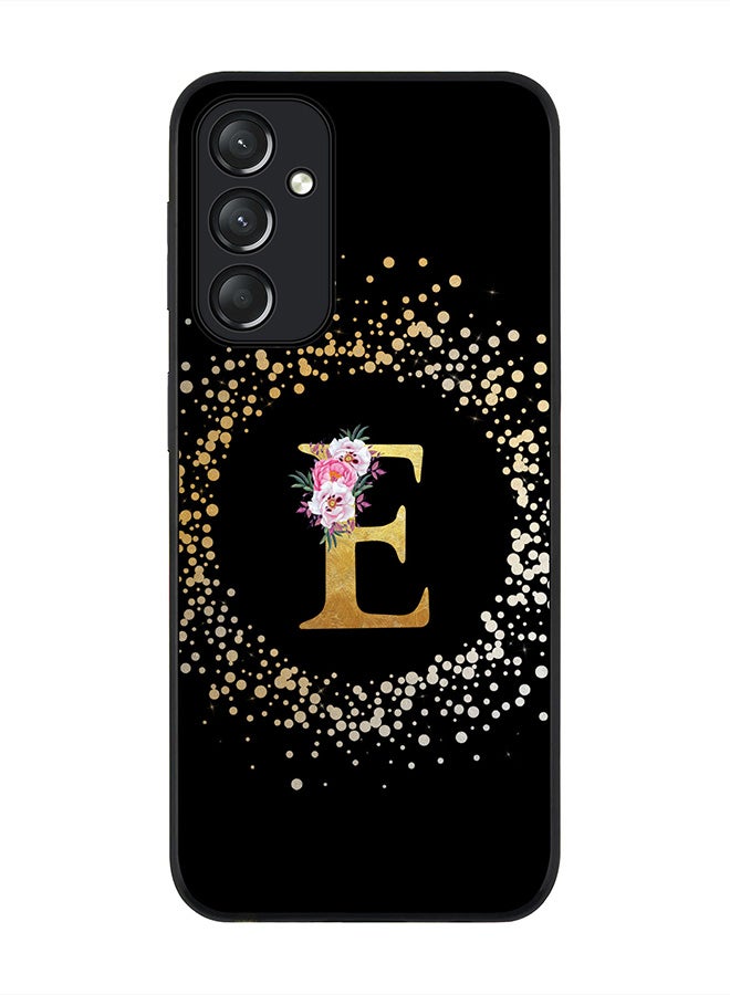 Stylizedd Rugged Black edge case for Samsung Galaxy A05s, Slim fit Thin Cover- Custom Monogram Initial Letter Floral Pattern Alphabet- E (Black) - Image 1